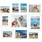 FIXSMITH 10 Pack Picture Frames Collage Wall Decor for Mounting or Tabletop Display, Gallery Wall Frame Set with Two 8x10 White Frames, Four 5x7 Frames and Four 4x6 Frames, Multi-Pack Photo Frame Set