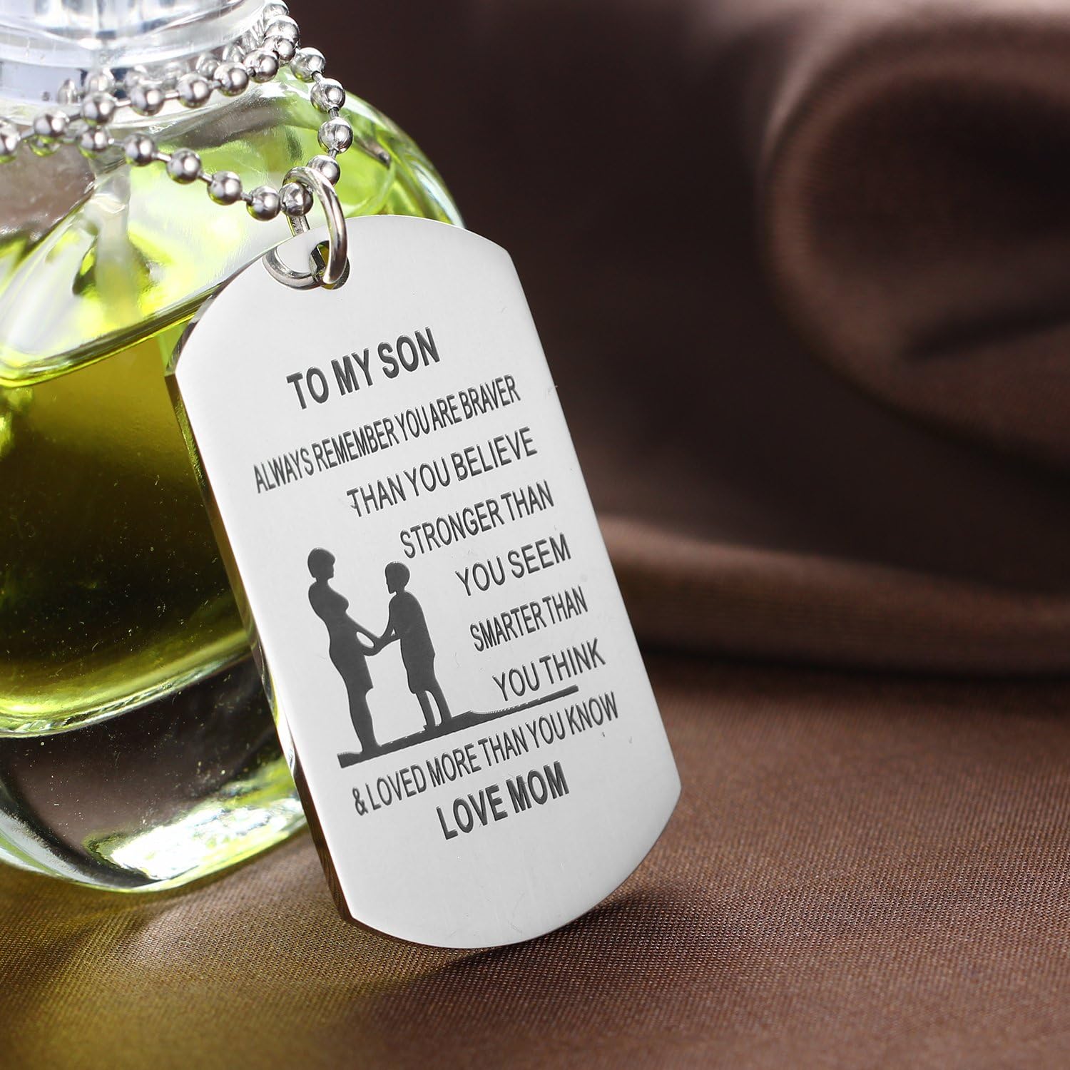 Always Remember You Are Braver Than You Believe Mom To Son Necklace Gift From Mother: Clothing