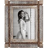 AKRILANE 5x7 Picture Frame Wood Rustic Decorative Distressed & Vintage Looking Photo Frames for Wall Mount & Table Top Display Home Decor – 5 x 7 Wedding Picture Frames – Style A