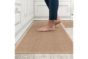 COCOER 2 PCS Kitchen-Rugs Washable, Non-Slip Kitchen-Mat for Floor, Absorbent Neutral Kitchen Rugs and Mats in Front of The Sink