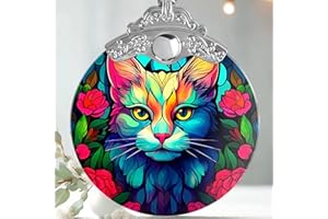 Jocidea Cat Christmas Ornament, Pet Christmas Decorations, Cat Ornaments for Christmas Tree, Stained Glass Ornament, Cat Lover Gifts, Holiday Decorations and Xmas Gifts Ideas