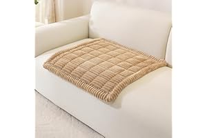 OstepDecor Chair Cover for Dogs, Couch Arm Cover, Sofa Headrest Covers Pet Friendly, Thick Soft Sofa Slipcovers Cushion Protector for Recliner Loveseat Leather L Shaped Sofa (27.6" x 27.6", Khaki)