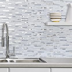 AULIGET Faux Stone Peel and Stick Backsplash, Light