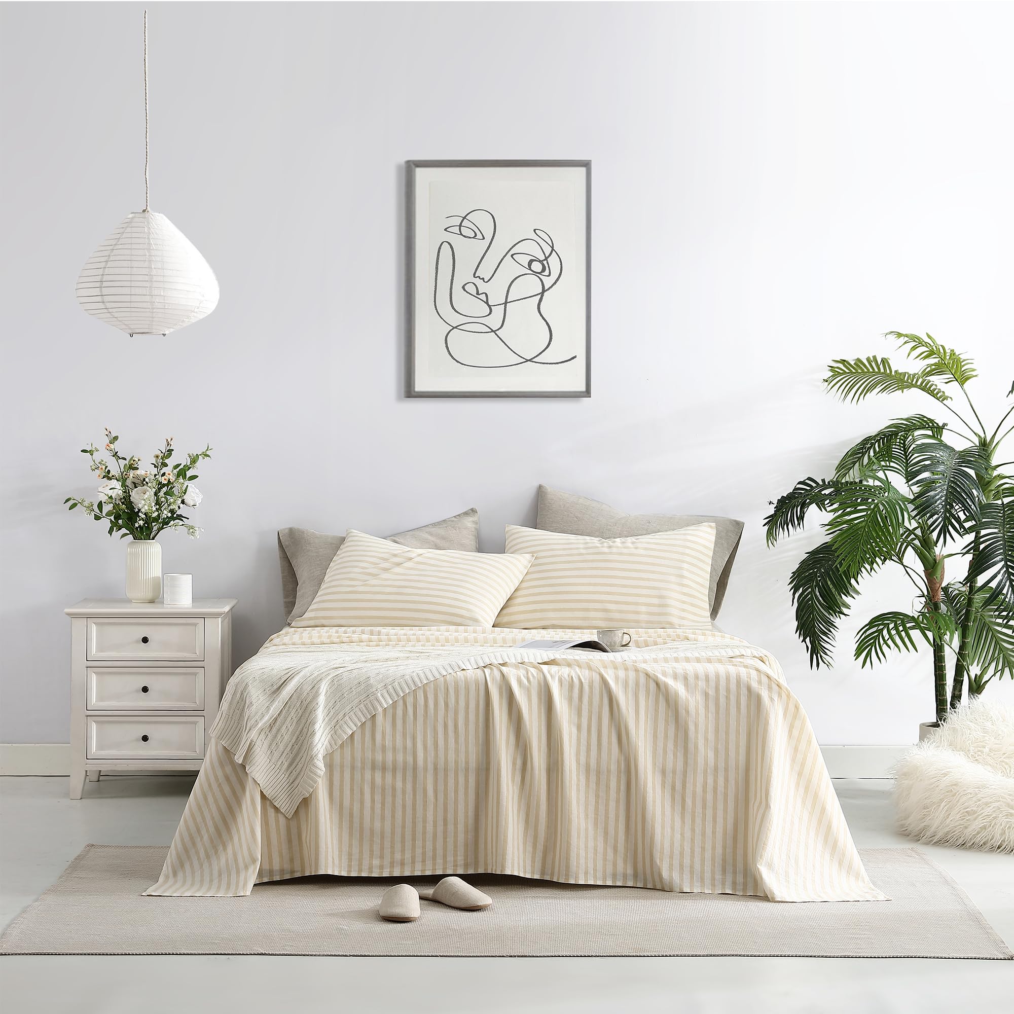 Bedding Linen Sheets Set Bed - 55% Linen 45% Cotton
