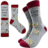 Cusrtyh Cat Lover Novelty Funny Breathable Printed Cotton Socks, Unisex Cozy Knitted Crew Socks, Gifts for Cat Owner Mom, Friend Bestie Coworker BBF, Mothers Day Mom Gifts