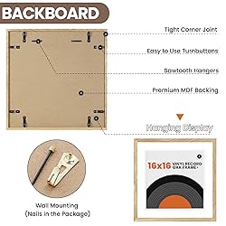 Venusmiles Vinyl Record Frame Natural Oak Wood 16 X