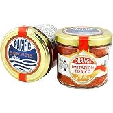 Pacific Secrets Orange Smoked Vegan Tobico Caviar | Seaweed Tobiko | Natural Colors | No-Fish | Kosher | 3.5 oz Glass Jar