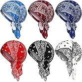 Geyoga 6 Pcs Chemo Headwear for Women Pre-Tied Head Scarves Turban Beanie Caps Cancer Head Wrap Headscarf for Yoga Running