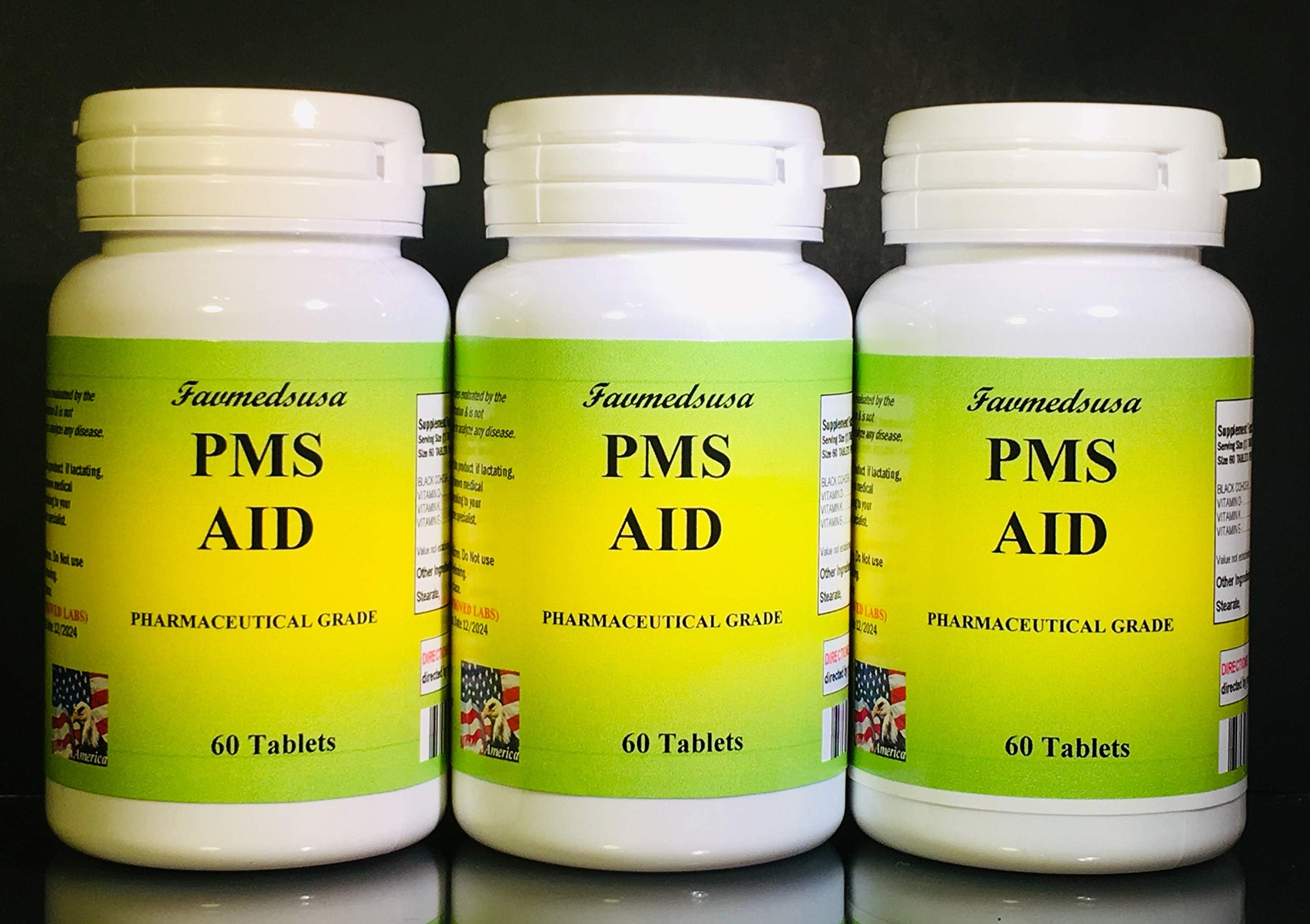 PMS Aid, Black Cohosh, Women's aid, Made in USA - 180 (3x60) Capsules