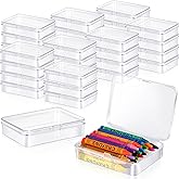 Dcocdeely 36 Pcs Plastic Crayon Box, Mini Plastic Storage Containers with Lid, 4.5x3.4 Inches Clear Rectangle Box Small Storage Boxes for Crafts, Jewelry Beads, Office Supplies (Clear)