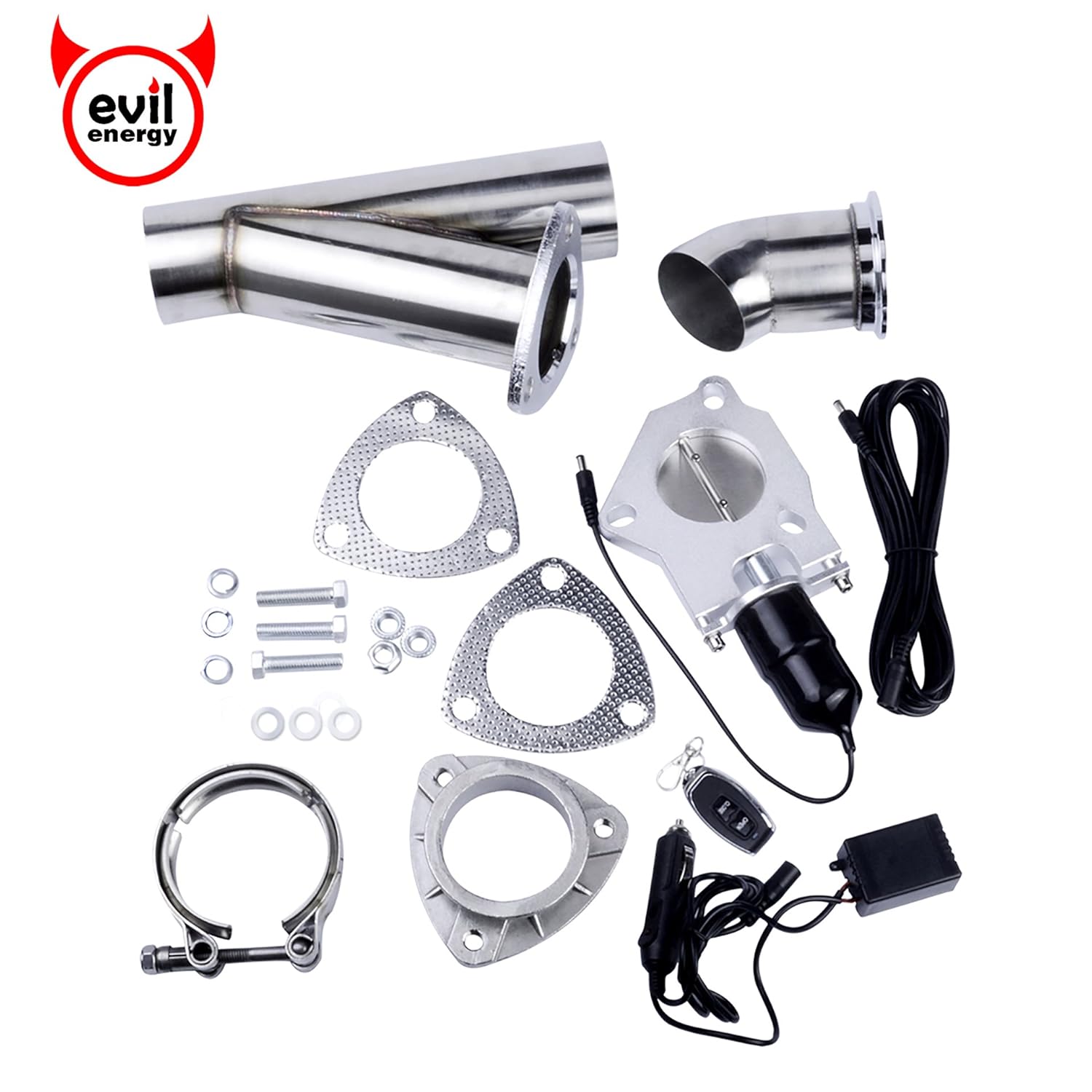 Evilenergy 3 Inch Electric Exhaust Cutout Remote Valve Motor Kit