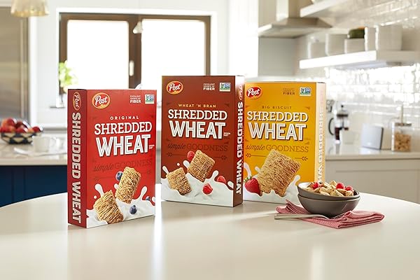 POST WHEAT N BRAN® SHREDDED WHEAT, BREAKFAST CEREAL, EXCELLENT SOURCE OF FIBER, KOSHER 18 OUNCE – 1 COUNT
