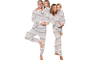 DOZZIOR Merry Christmas Pajamas Set Family Matching Plaid Parent-Child Loungewear Sleepwear, 2 Piece