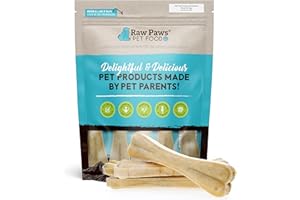 Raw Paws Compressed Rawhide Bones for Dogs, 8-inch, 5-Count - Packed in USA - Long Lasting Dog Chews - Natural Pressed Rawhides - Rawhide for Large Dogs - Bones for Aggressive Chewers