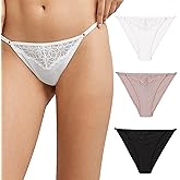 Maidenform Women's M Adjustable String Bikini Underwear, No-show Panties, Multi-way Straps, 3-pack
