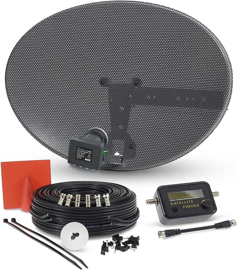 Viewi SSL Zone 1 HD Satellite Dish Kit Quad LNB 5M Twin Cable F Connectors