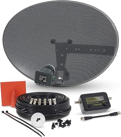 Viewi SSL Zone 1 HD Satellite Dish Kit Quad LNB 5M Twin Cable F Connectors