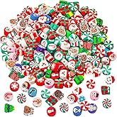 200 Pcs Christmas Polymer Clay Beads, Mixed Heishi Spacer Beads Supplies for Women DIY Bracelet Earring Necklace Jewelry Making