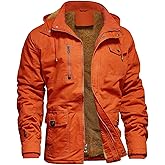 Dr.Cyril Mens Jacket Winter Casual Fleece Lined Cotton Thick Military Tactical Hooded Work Coats with Cargo Pockets