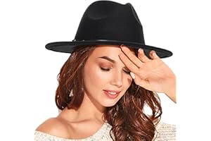 IZUS Felt Fedora Hat Womens Classic Hat Wide Brim Jazz Hat with Belt Buckle