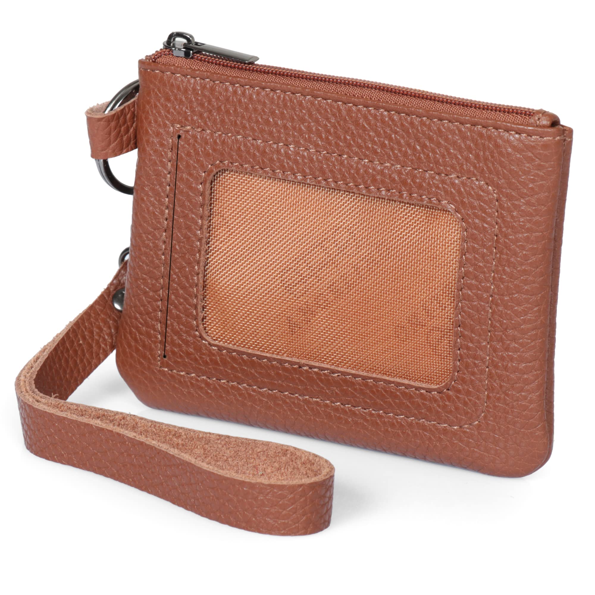 Otto Angelino Genuine Leather Zippered ID Wallet with Wrist Strap Card Holder – Unisex