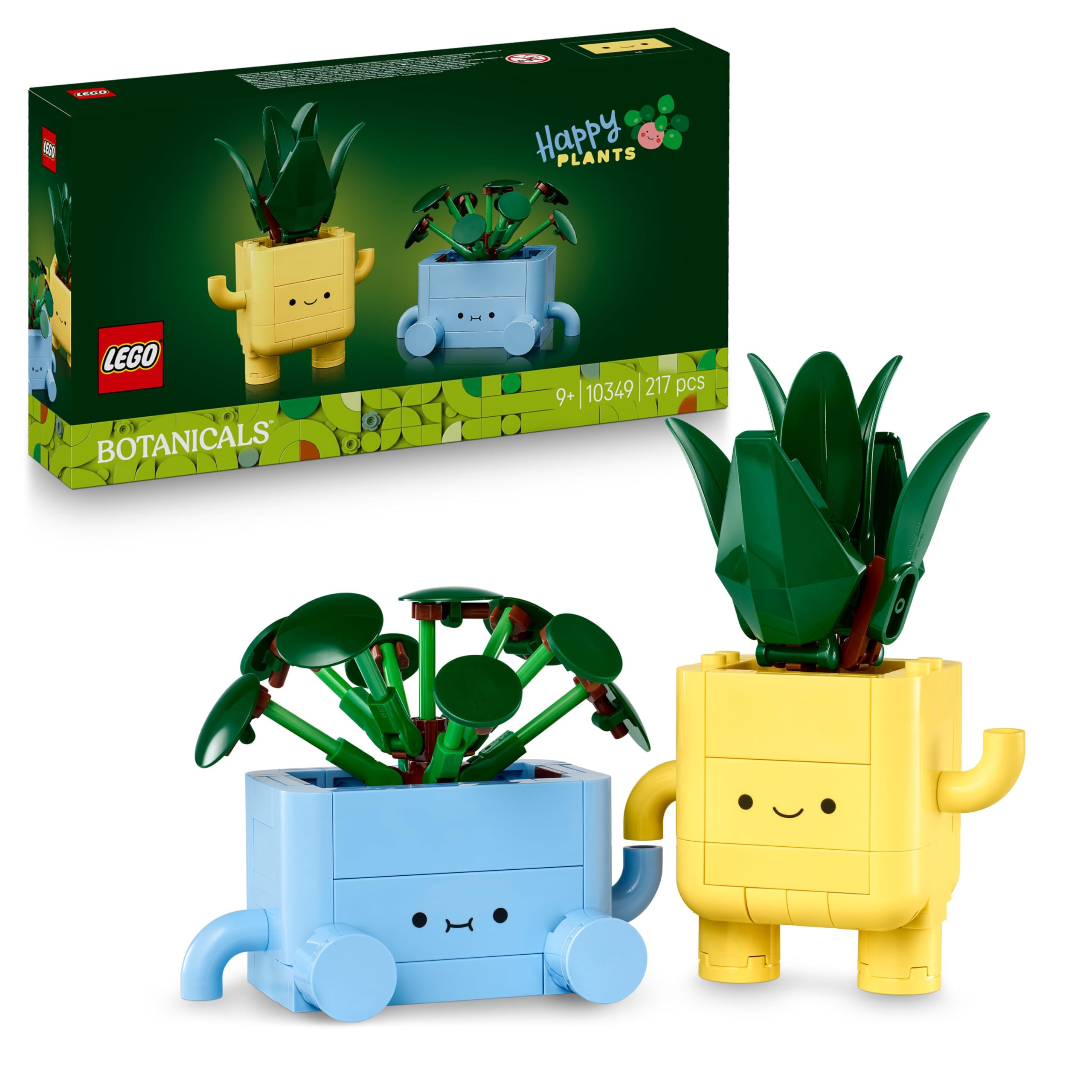 LEGO Botanicals Fröhliche Pflanzen - Spielzeug für Kinder mit 2 Kunstpflanzen, 2 bunten Blumentöpfen & austauschbaren Cartoon-Gesichtern - Geschenkidee für Mädchen ab 9 Jahren - 10349