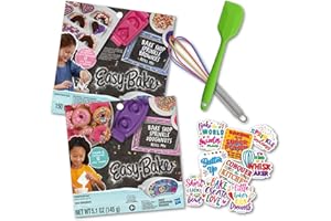 4KAY COLLECTIONS Ultimate Easy Baking Bundle For Kids With 13 Items – 1 Sprinkle Brownie Baking Mix, 1 Sprinkle Doughnut Baking Mix, 1 Mini Green Spatula, 1 Colorful Whisk, & 9 Stickers