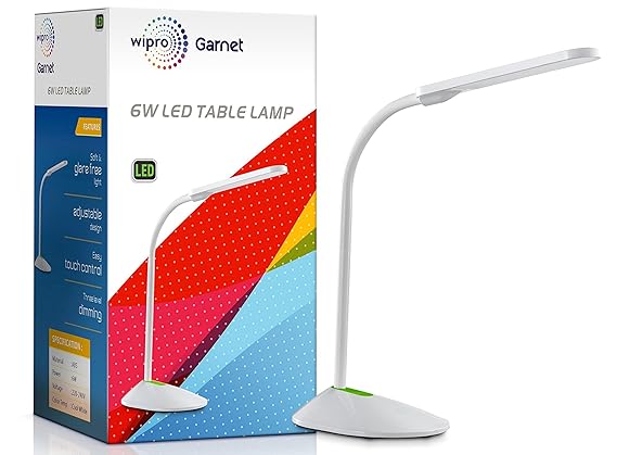 Wipro Garnet 6W LED Table lamp-3 Grade dimming and Color Changing(Cool Day Light/Neutral White/Warm White)