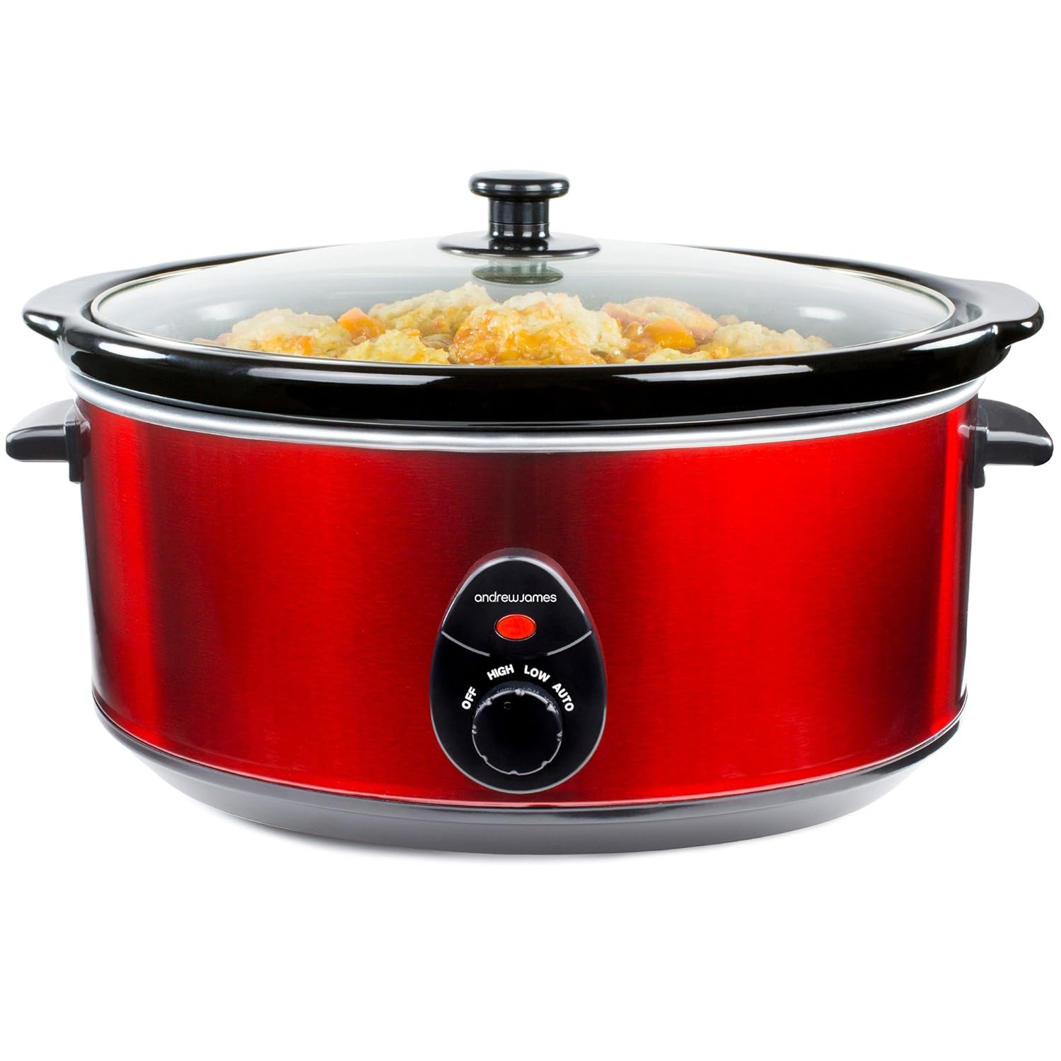 Andrew James Slow Cooker 6.5L Tempered Glass Lid & Removable Ceramic