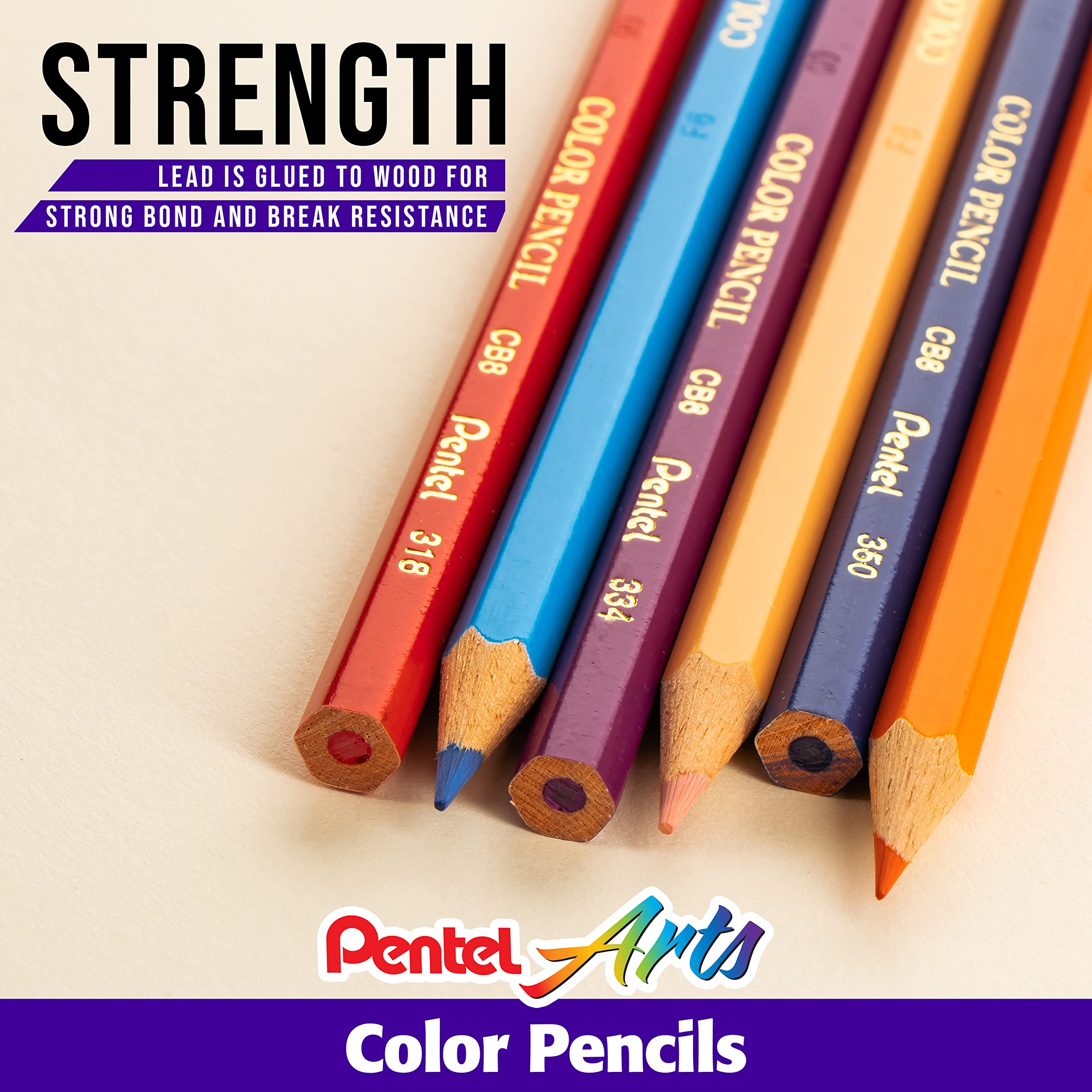 Pentel Arts Colored Pencils, Assorted Colors, Set of 12