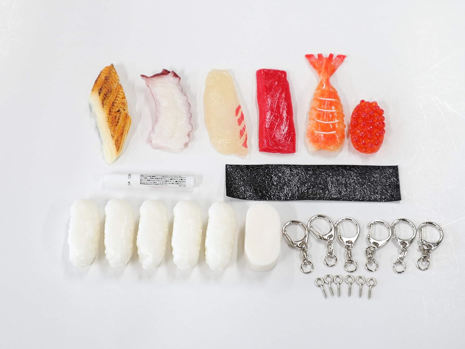 食品サンプル 工作キット 寿司6カン いくら キーホルダーセット 夏休み 自作 工作 手作り クッキングトイ おもちゃ Amazon