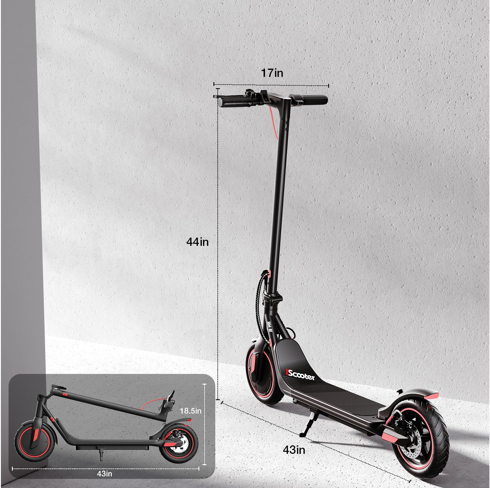 iScooter Electric Scooter for Adults & Teens, 500/650 Peak Power, Up to 15/18/25 Miles Range, 19/22/25 MPH Top Speed, Cruise Control, Dual Braking System, Foldable E-Scooter for Commuting & Campus Use