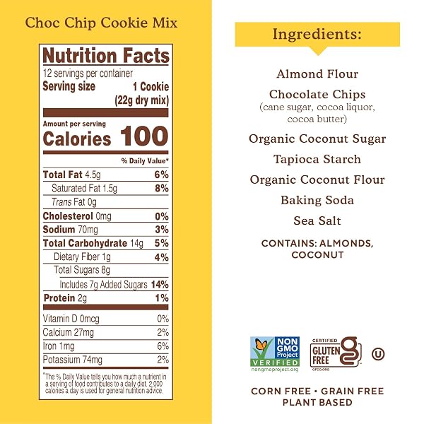 SIMPLE MILLS ALMOND FLOUR BAKING MIX, CHOCOLATE CHIP COOKIE DOUGH MIX – GLUTEN FREE, PLANT BASED, 9.4 OUNCE (PACK OF 6)