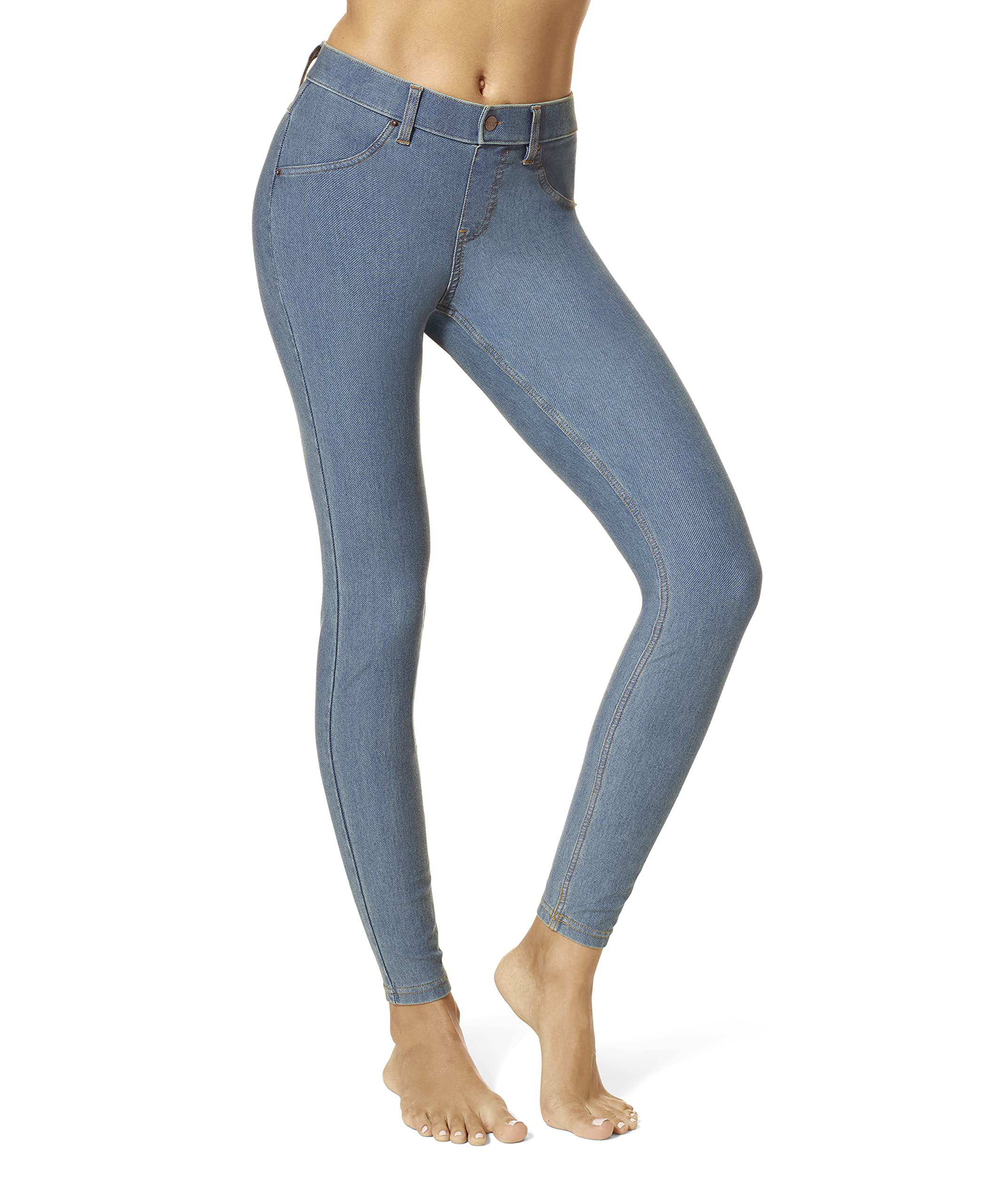 HUE Women's Essential Denim Leggings, Stone Acid Wash, Extra Small