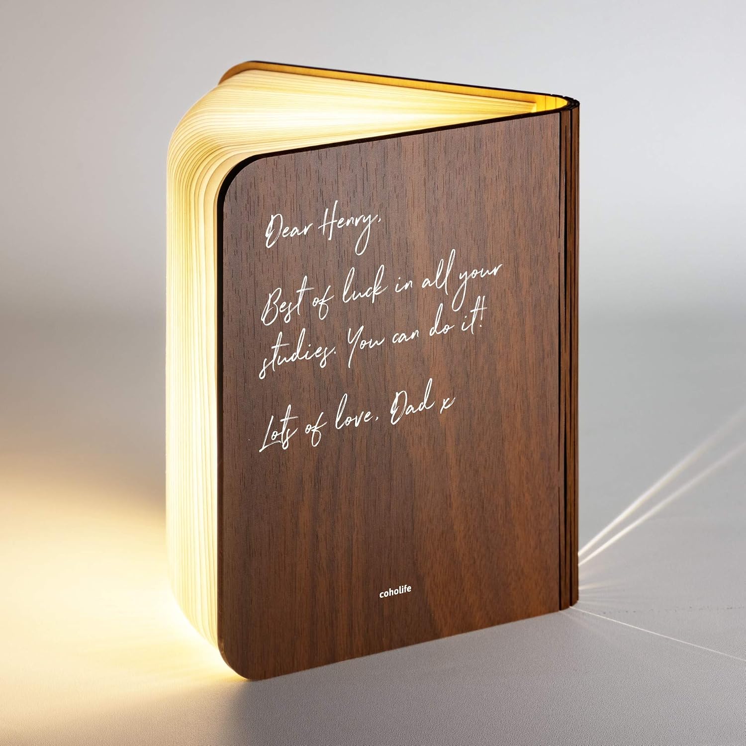 Lampada Da Libro Pieghevole VORRINC - 5 Colori, Ricaricabile, Legno E Carta Impermeabile