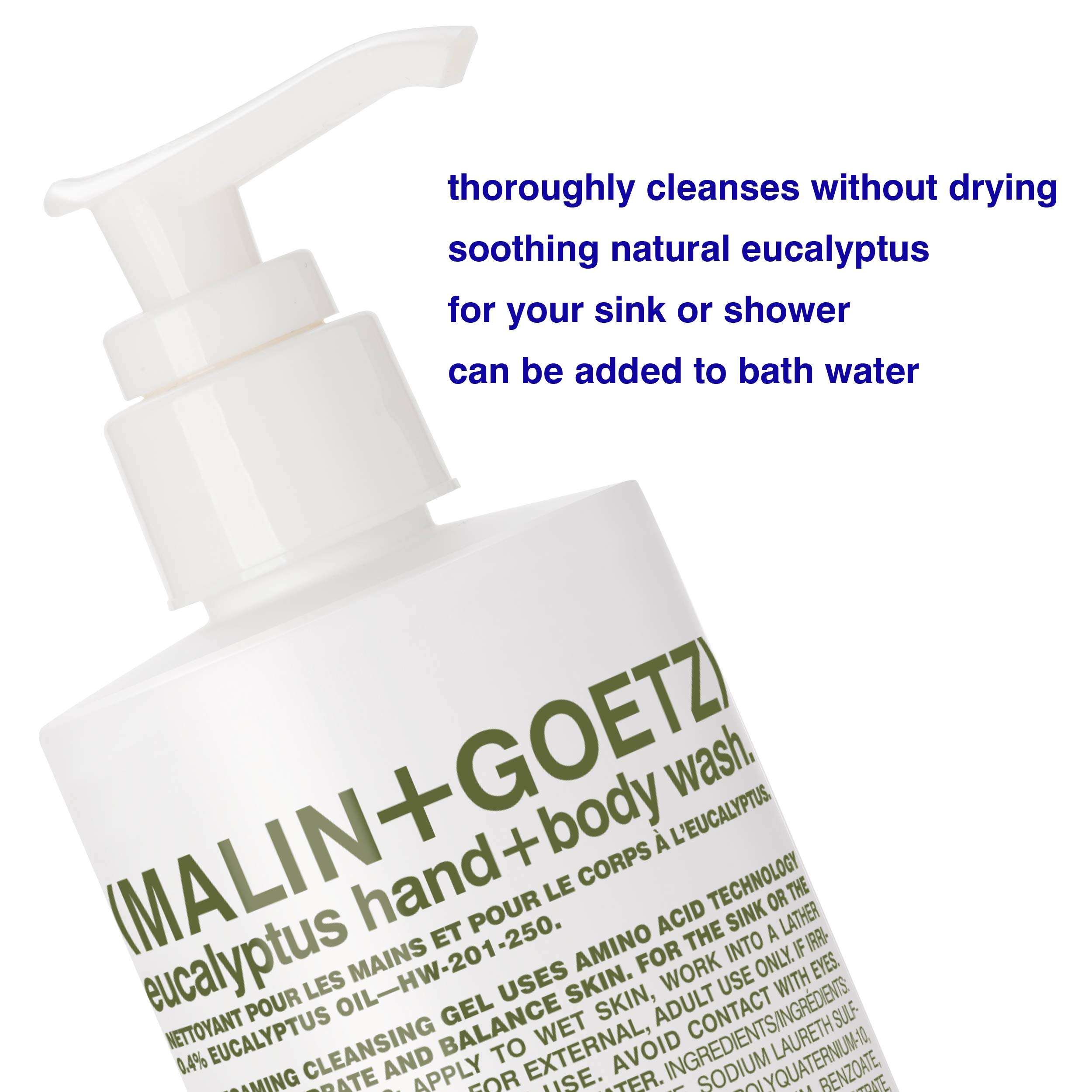 MALIN+GOETZ Hand + Body Wash – natural hydrating soap, cleansing and purifying for all skin types, prevents stripping or irritation on sensitive skin. Cruelty-free. Beauty Care