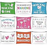 SilTriangle 9 Pcs Mahjong Cosmetic Bag Gifts for Women Mahjong Makeup Bag Mah Jong Zippered Pouch for Lover Player Mothers Birthday Party Lucky Mah Jong Gift Coquette Accessories (Styles 1)