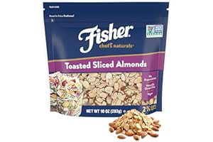 Fisher Chef's Naturals Unsalted Toasted Sliced Almonds 10oz Resealable Bag, Raw Nuts Perfect for Cooking, Baking & Snacking, Healthy Snacks for Adults, Vegan Protein, Keto Snack, Gluten Free
