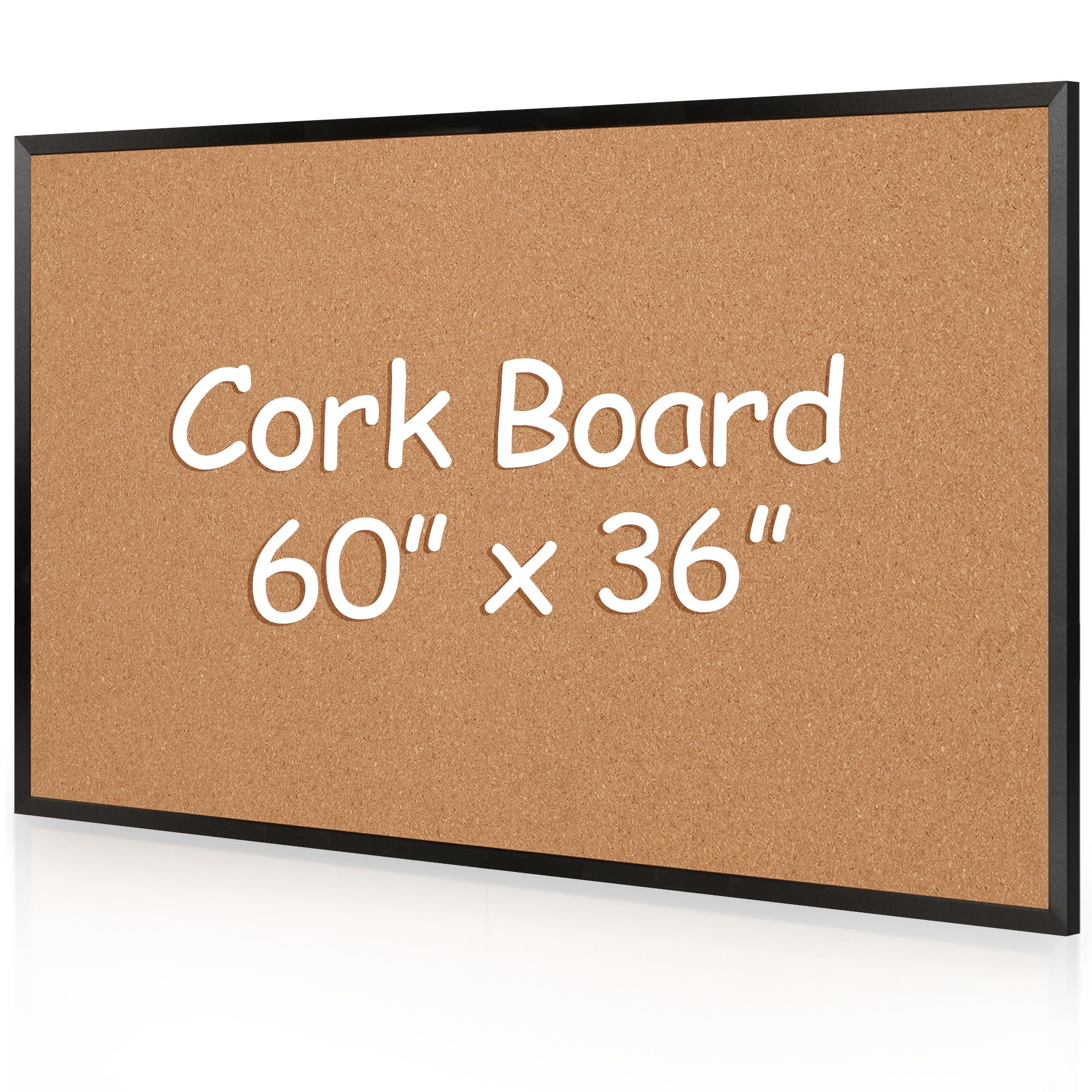 Photo 1 of **SOME DAMAGE**Board2by Extra Large Cork Bulletin Board 60" X 36", Black Wood Framed 5'x3' Corkboard for Wall, Wall Mounted Notice Pin Board with 18 Push Pins for School, Home & Office