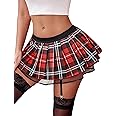 Avidlove Women Lingerie Role Play Pleated Costume Mini Skirt with Garter Schoolgirl Outifts