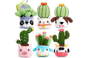CROCHETOBE Crochet Kit for Beginners, Crochet Starter Kits with Step-by-Step Instructions and Video Tutorials, Complete Beginner Crochet Plant Kit for Adults Kids, 6 PCS Potted Plants Family