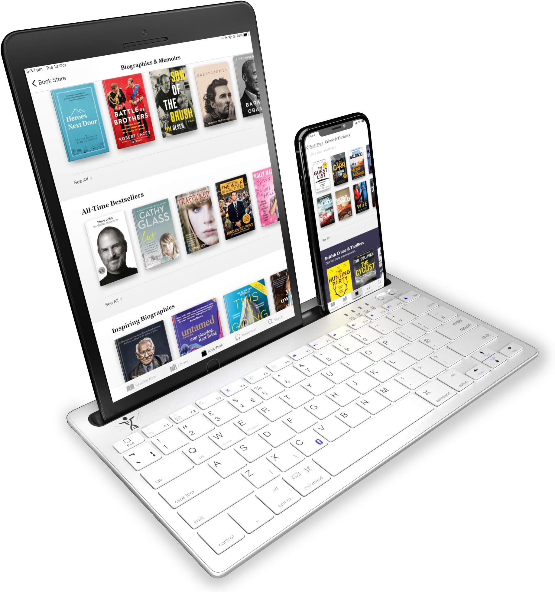 Bluetooth Keyboard for iPad, iPhone, Android, Apple, Windows – Streamlined, Compact Multi Device Keyboard – Ergonomic Bluetooth Wireless Keyboard for Mac, PC – Computer Keyboard Bluetooth by Vortec