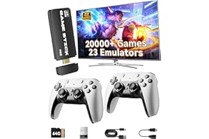 RMOKA 2025 Retro Gaming Console Pro 4K HDMI with 20,000+ Built-in Classic Video Games, Retro Game Stick with 23 Emulators Plug & Play TV Video Gaming Stick with 64GB Memory