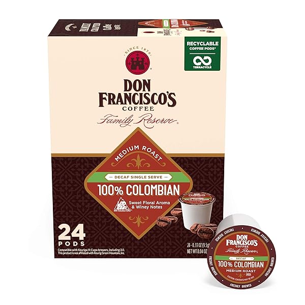 DON FRANCISCO’S DECAF 100% COLOMBIA COFFEE PODS, 24...