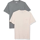 Amazon Essentials Mens T-Shirts, Regular-Fit, Short-Sleeve Crewneck Pocket, Pack of 2