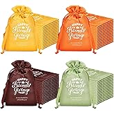 SATINIOR 36 Pcs Friendsgiving Satin Gift Bags Happy Friendsgiving Party Favors Thanksgiving Goodie Treat Candy Gift Bags with Drawstring for Thanksgiving Fall Friends Party Supplies, 5.1 x 7.1 Inch