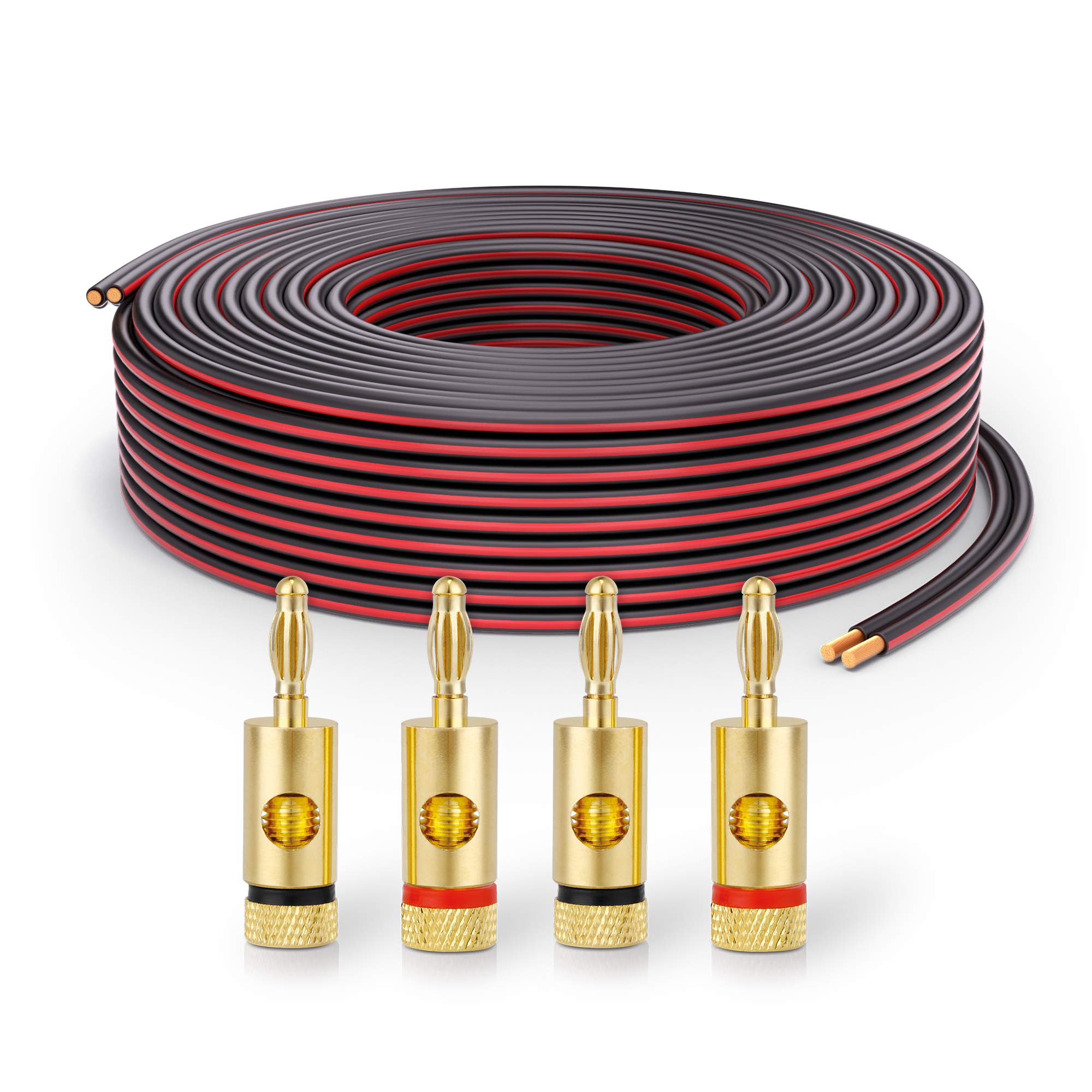PureLink Speaker Cable OFC 2 x 2.50 mm² (0.20 mm) 15.0 m Black Set of 4 Banana Plugs — image 1