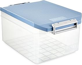 TATAY 1150107 - Caja de Almacenamiento Multiusos con Tapa, 14 l de Capacidad, Plástico Polipropileno Libre de BPA, Azul, 27 x 39 x 19 cm