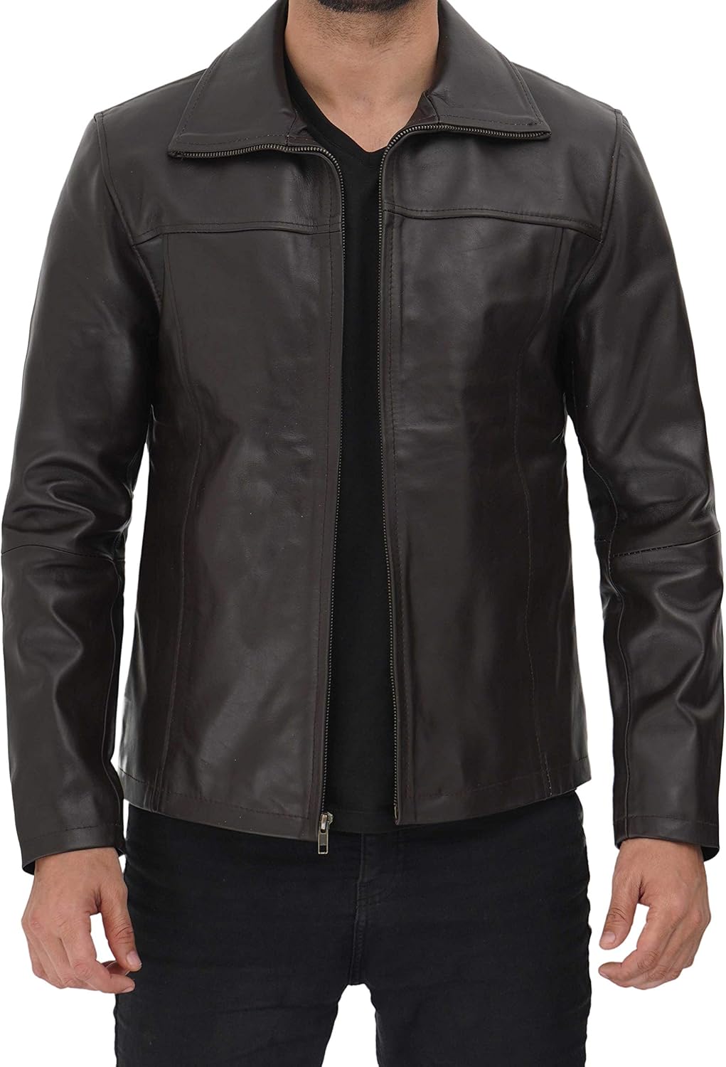 Blingsoul Mens Leather Jacket Black Brown Real Lambskin Leat