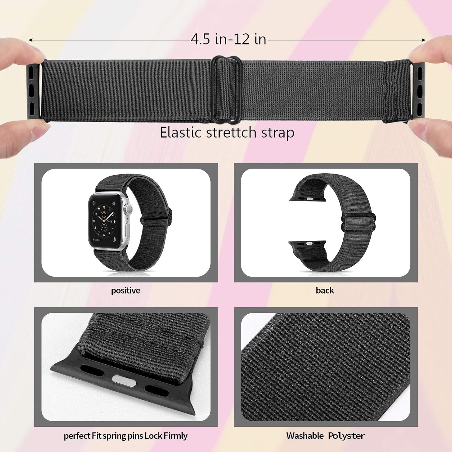 Ecogbd Elastic Replacement Strap Compatible with Apple Watch - Image 5